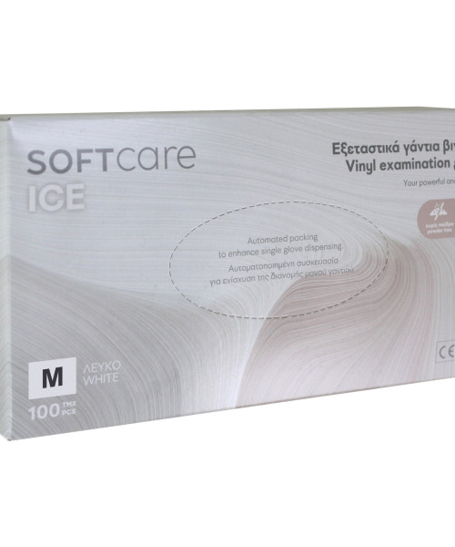 ΓΑΝΤΙΑ ΒΙΝΥΛΙΟΥ SOFT CARE ICE ΧΩΡΙΣ ΠΟΥΔΡΑ MEDIUM 100τμχ