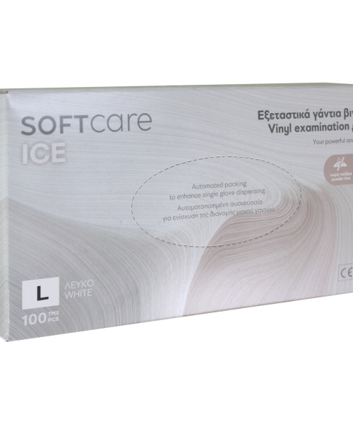 ΓΑΝΤΙΑ ΒΙΝΥΛΙΟΥ SOFT CARE ICE ΧΩΡΙΣ ΠΟΥΔΡΑ LARGE 100τμχ
