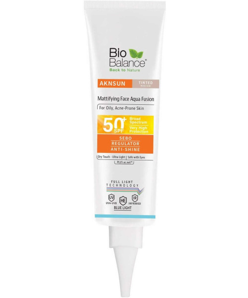 BIOBALANCE AKNSUN TINTED MEDIUM MATTIFIYING FACE AQUA FUSION SPF50+ 40ml