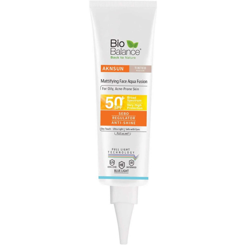 BIOBALANCE AKNSUN TINTED MEDIUM MATTIFIYING FACE AQUA FUSION SPF50+ 40ml