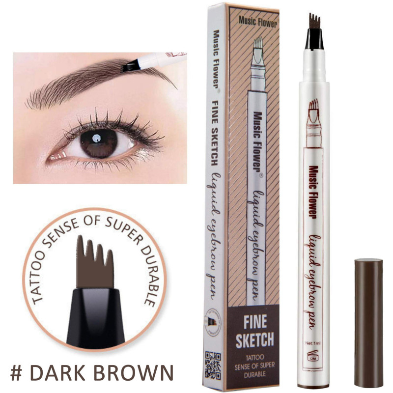 LIQUID EYEBROW WATERPROOF PEN DARK BROWN 1ml