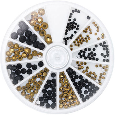 118307 STRASS BLACK & GOLD 6 sizes 270pcs