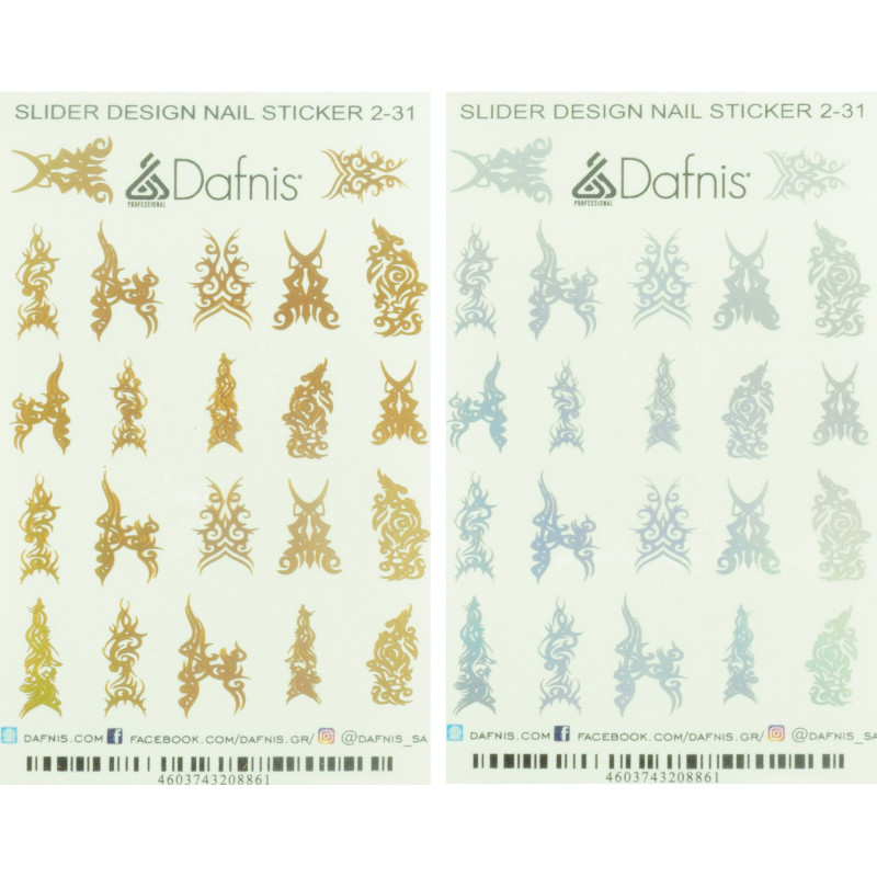 SD2-31 DECAL NAIL STICKERS GOLG HOLO SILVER FOIL