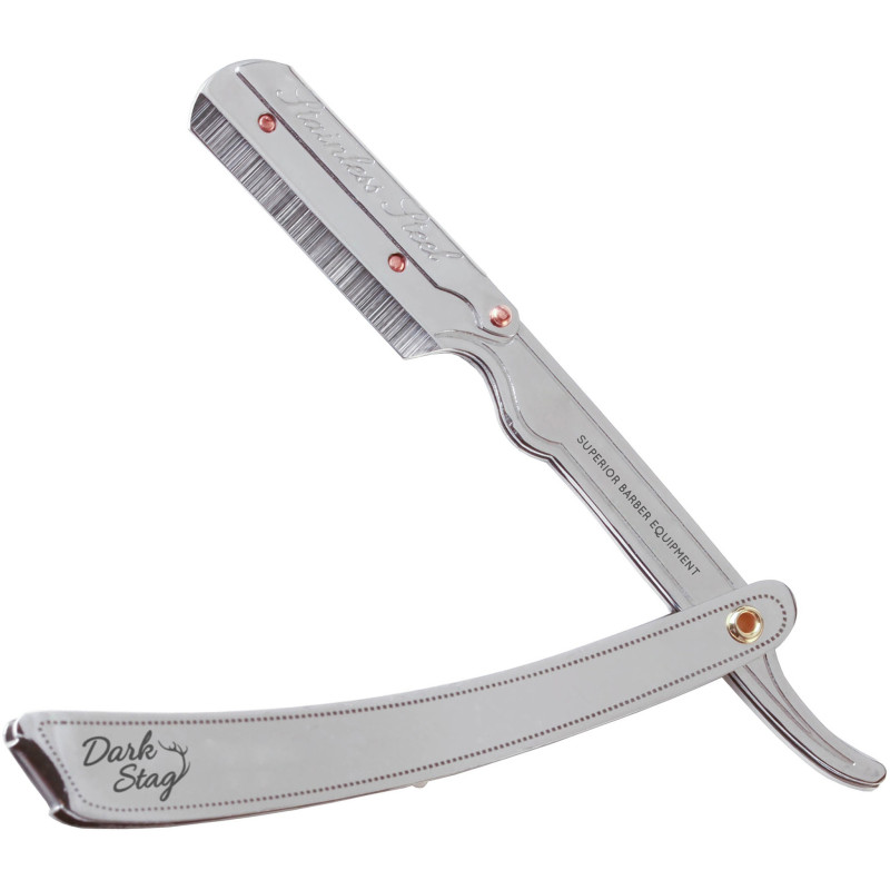 DARK STAG STRAIGHT RAZOR STEEL HANDLE