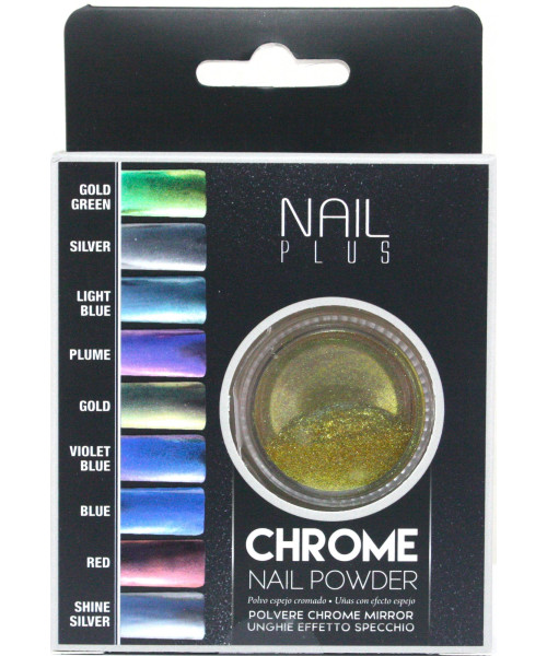 NAIL PLUS CHROME NAIL POWDER No2 GOLD GREEN