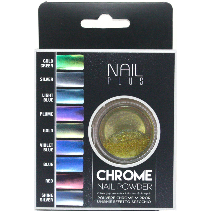 NAIL PLUS CHROME NAIL POWDER No2 GOLD GREEN
