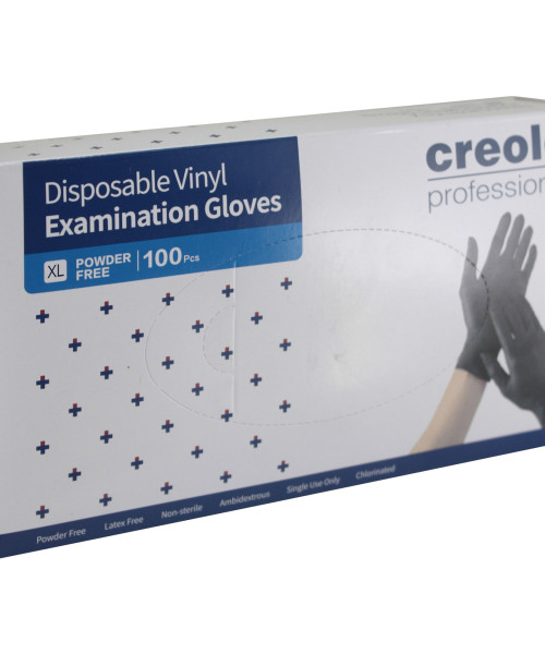 CREOLE ΕΞΕΤΑΣΤΙΚΑ ΓΑΝΤΙΑ ΒΙΝΥΛΙΟΥ ΧΩΡΙΣ ΠΟΥΔΡΑ ΜΑΥΡΑ X LARGE 100τμχ