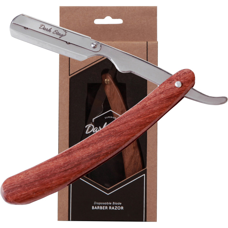 DARK STAG STRAIGHT RAZOR WOODEN HANDLE