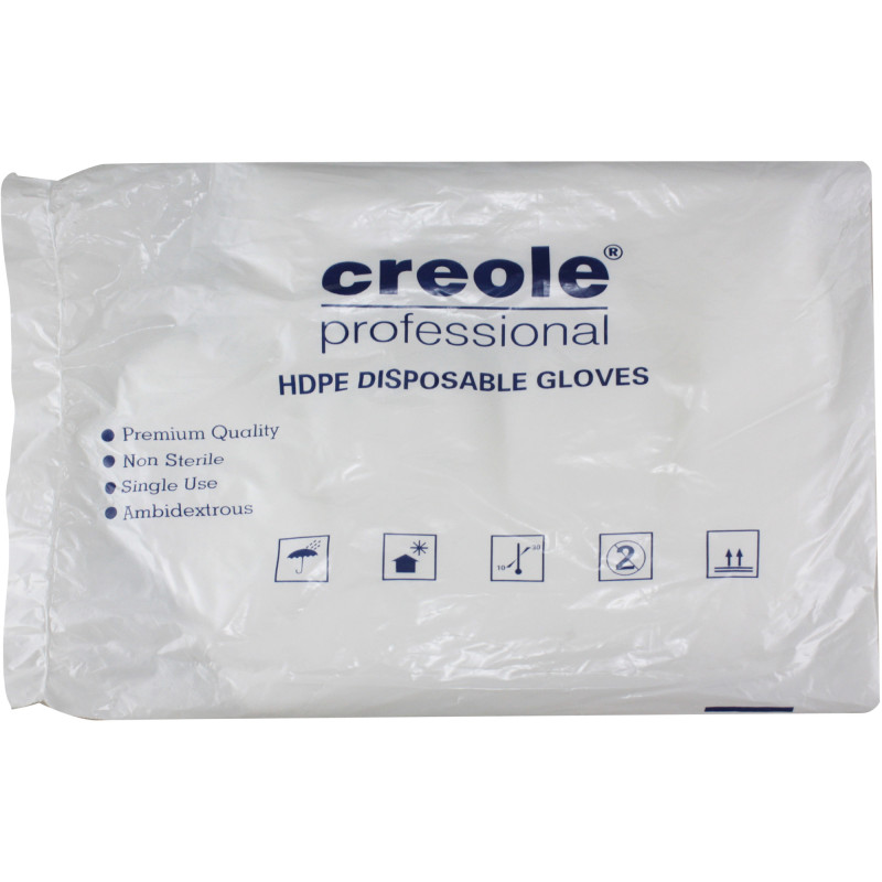 CREOLE HDPE ΓΑΝΤΙΑ ΜΙΑΣ ΧΡΗΣΗΣ ΔΙΑΦΑΝΑ MEDIUM 100τμχ