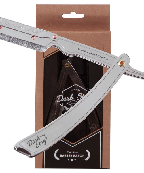 DARK STAG STRAIGHT RAZOR STEEL HANDLE