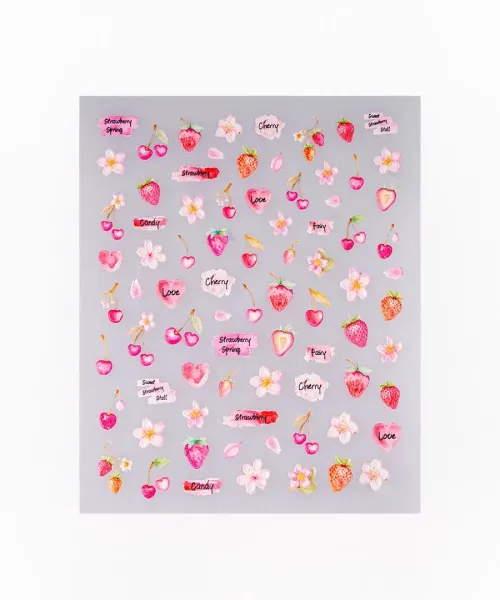 ΔΙΑΚΟΣΜΗΤΙΚΑ ΑΥΤΟΚΟΛΛΗΤΑ ΝΥΧΙΩΝ STRAWBERRY LOVE- Mixcoco