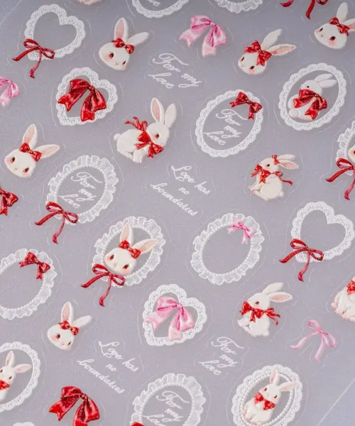 ΔΙΑΚΟΣΜΗΤΙΚΑ ΑΥΤΟΚΟΛΛΗΤΑ ΝΥΧΙΩΝ VINTAGE BUNNIES- Mixcoco