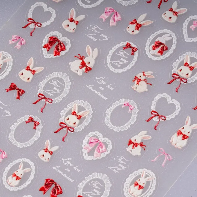 ΔΙΑΚΟΣΜΗΤΙΚΑ ΑΥΤΟΚΟΛΛΗΤΑ ΝΥΧΙΩΝ VINTAGE BUNNIES- Mixcoco