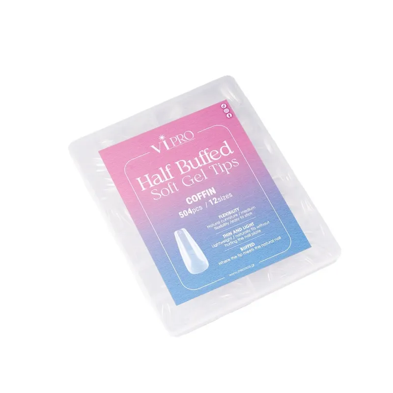 HALF BUFFED SOFT GEL TIPS COFFIN - SKU 260561-03