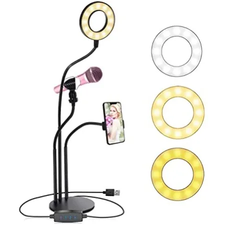 ΔΙΠΛΗ ΒΑΣΗ LIVE STREAMING ΜΕ RING LIGHT 9CM - SKU 205504-14