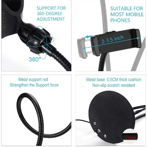 ΔΙΠΛΗ ΒΑΣΗ LIVE STREAMING ΜΕ RING LIGHT 9CM - SKU 205504-14