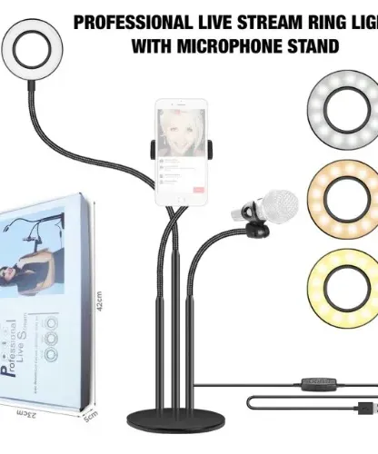 Διπλή Βάση Live Streaming με Ring Light 9cm- Mixcoco