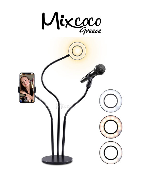 Διπλή Βάση Live Streaming με Ring Light 9cm- Mixcoco