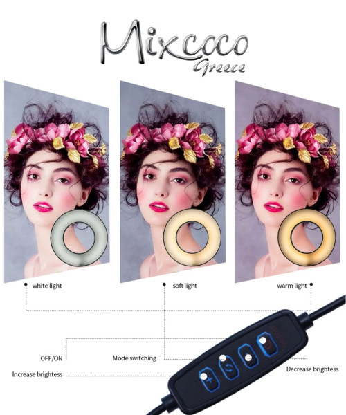 RING LIGHT ΓΡΑΦΕΙΟΥ ΜΕ ΒΑΣΗ ΚΙΝΗΤΟΥ & ΕΥΚΑΜΠΤΟ ΒΡΑΧΙΟΝΑ - SKU 205504