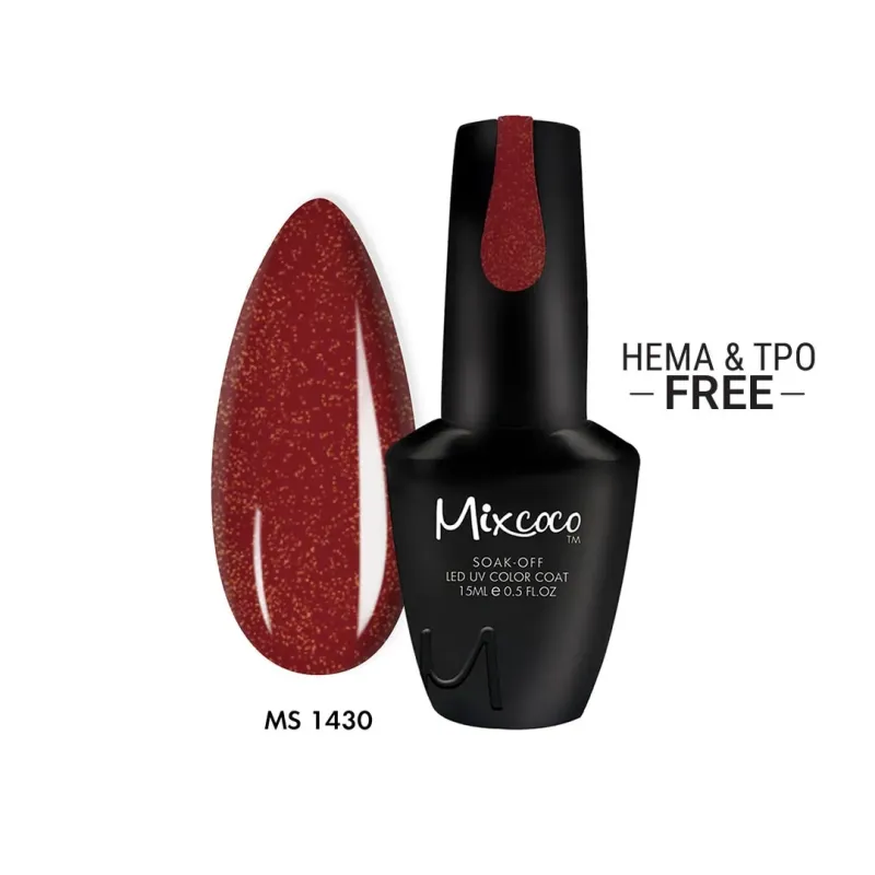 MS-1430 Ημιμόνιμο Βερνίκι Mixcoco 15ml (Glitter Cinamon Red) - SKU 111430