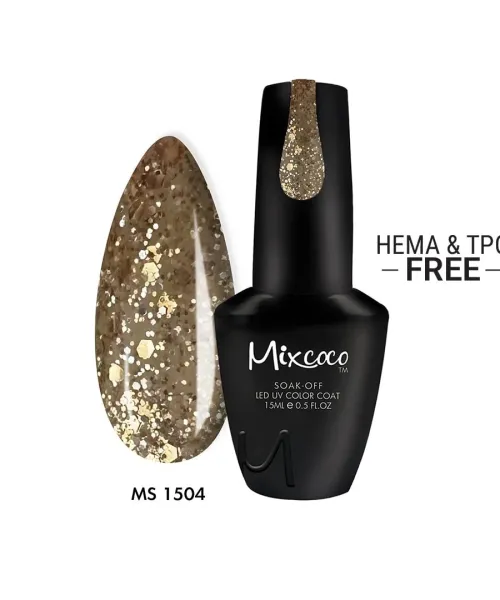 MS-1504 Ημιμόνιμο Βερνίκι Mixcoco 15ml (Flake Gold) - SKU 111504