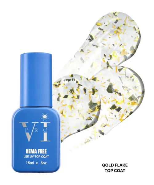 GOLD FLAKE NON WIPE TOP COAT 15ML - SKU 100298