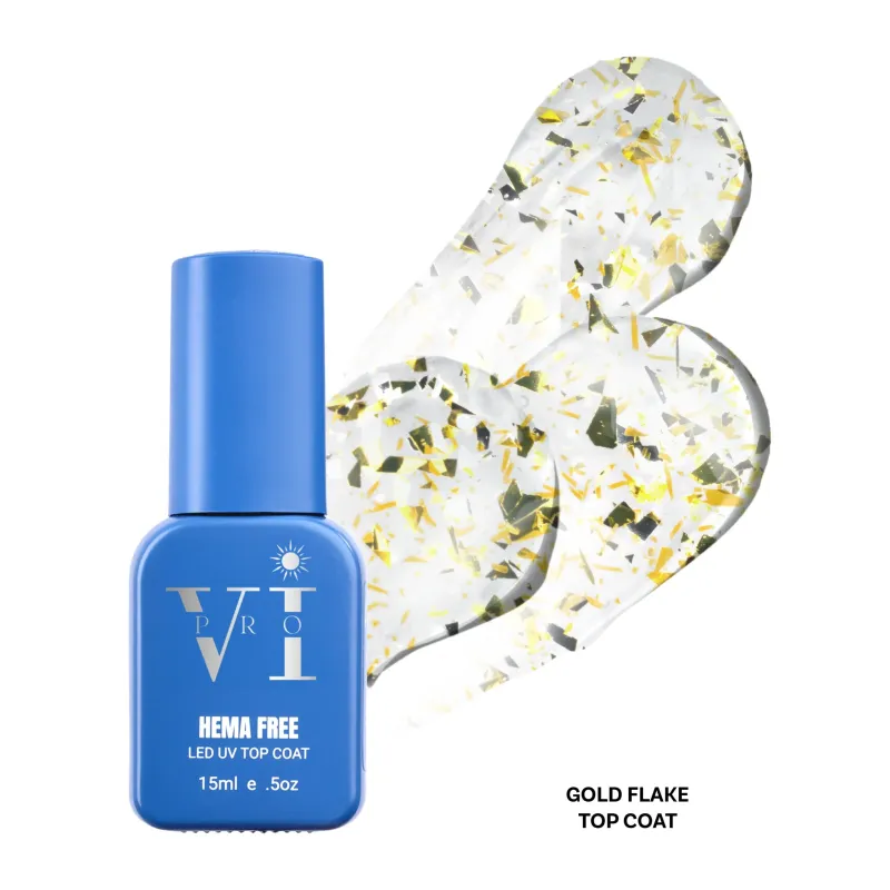 GOLD FLAKE NON WIPE TOP COAT 15ML - SKU 100298