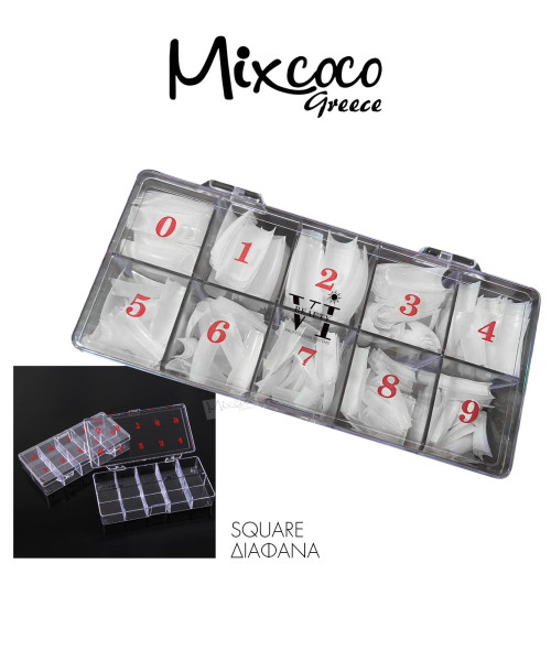 Κασετίνα Tips Διάφανα 10 Νούμερα 500τμχ- Mixcoco