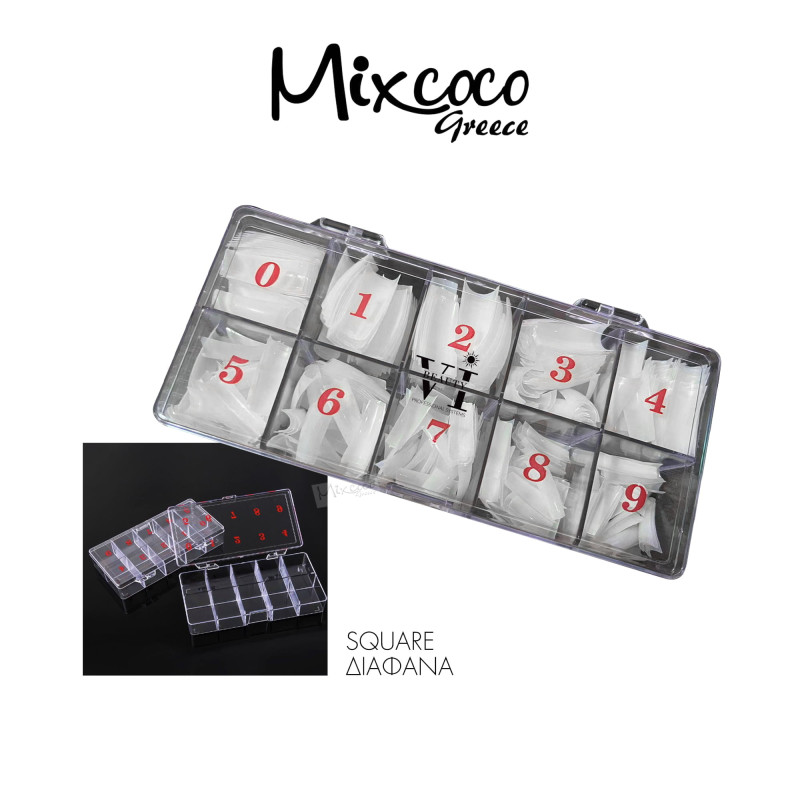 Κασετίνα Tips Διάφανα 10 Νούμερα 500τμχ- Mixcoco