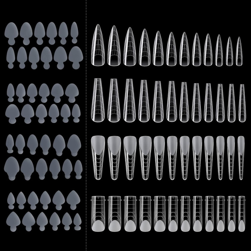 DUAL FORMS TIPS AND SILICONE FRENCH GUIDES MIX SHAPES 192PCS- Mixcoco