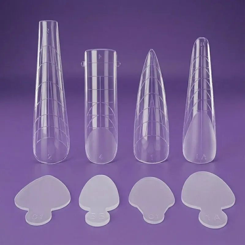 DUAL FORMS TIPS AND SILICONE FRENCH GUIDES 4 DIFFERENT SHAPES 192PCS - SKU 170001-11