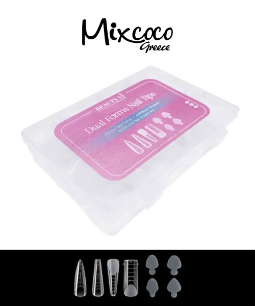 DUAL FORMS TIPS AND SILICONE FRENCH GUIDES MIX SHAPES 192PCS