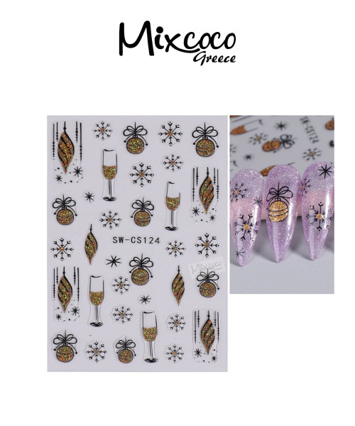 ΔΙΑΚΟΣΜΗΤΙΚΑ ΑΥΤΟΚΟΛΛΗΤΑ ΝΥΧΙΩΝ X-MAS COLLECTION 12- Mixcoco