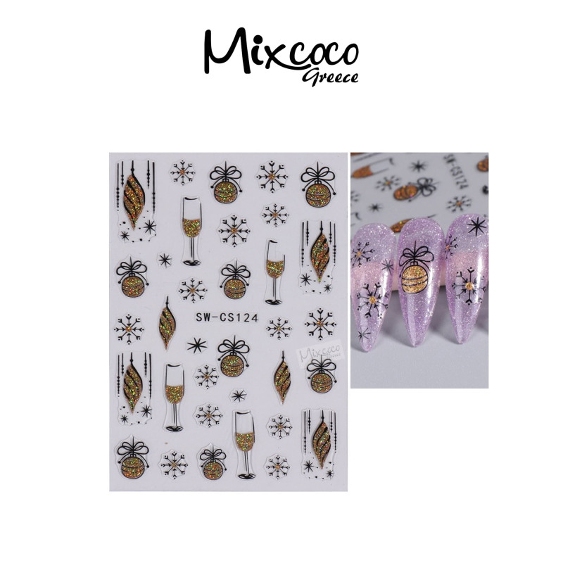 ΔΙΑΚΟΣΜΗΤΙΚΑ ΑΥΤΟΚΟΛΛΗΤΑ ΝΥΧΙΩΝ X-MAS COLLECTION 12- Mixcoco