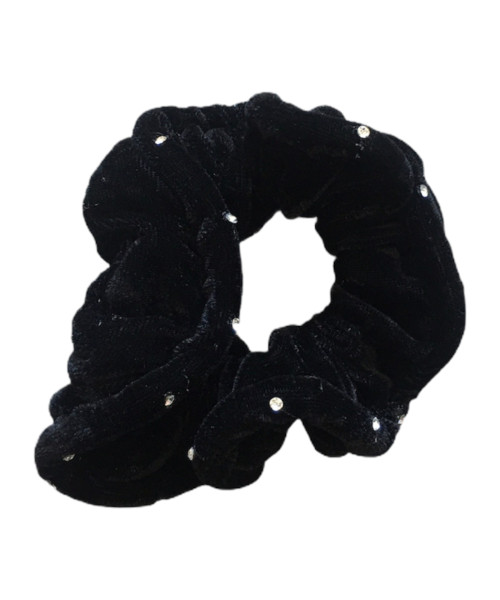 Σούρα μαλλιών βελούδο μαύρη  με στρας