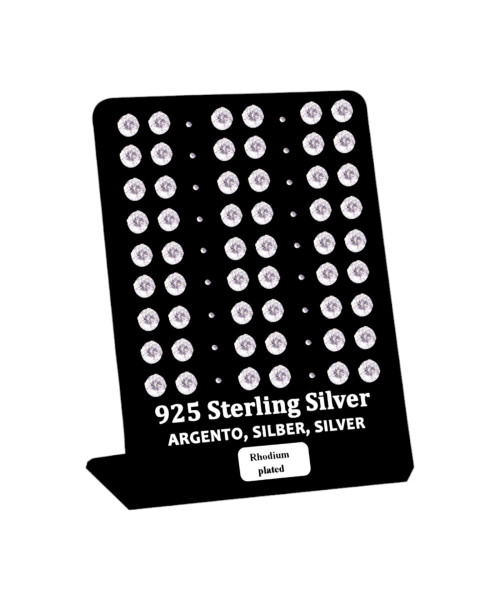 Σκουλαρίκι αυτιού Ασήμι 925 6 mm 4 clip Zircon Rhodium plated