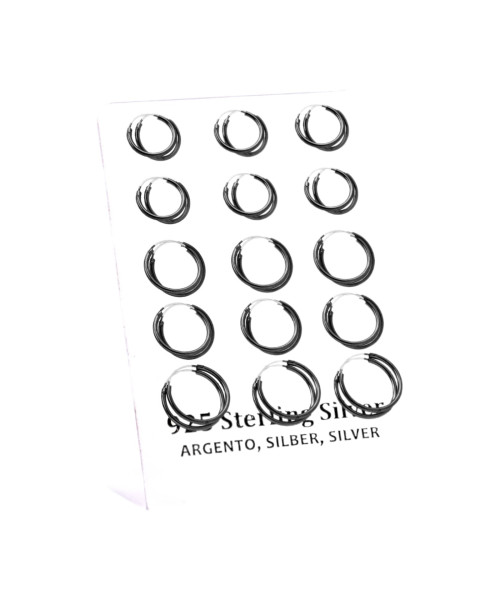 Σκουλαρίκι Κρίκος αυτιού Ασήμι 925 Μαύρος 1.5*14/16/18 mm Rhodium plated