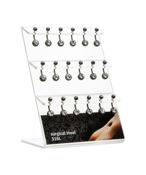 Σκουλαρίκι αφαλού Stainless Steel μαύρο με στρας