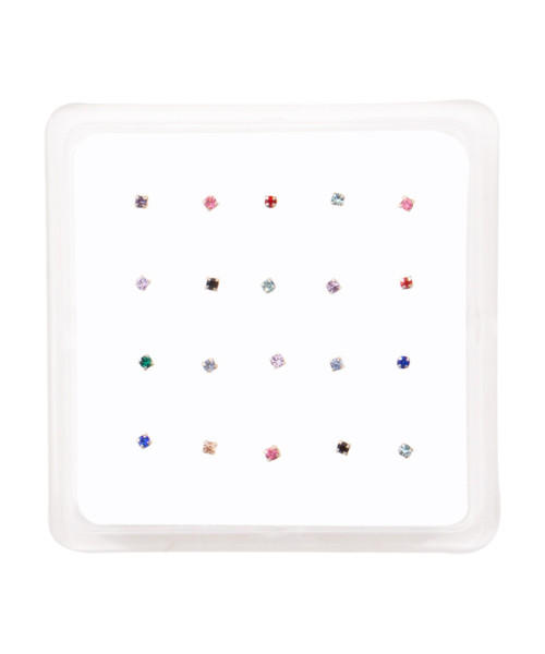 Σκουλαρίκι μύτης Silver 925 4 clip χρώμα τετράγωνο 1.5 mm