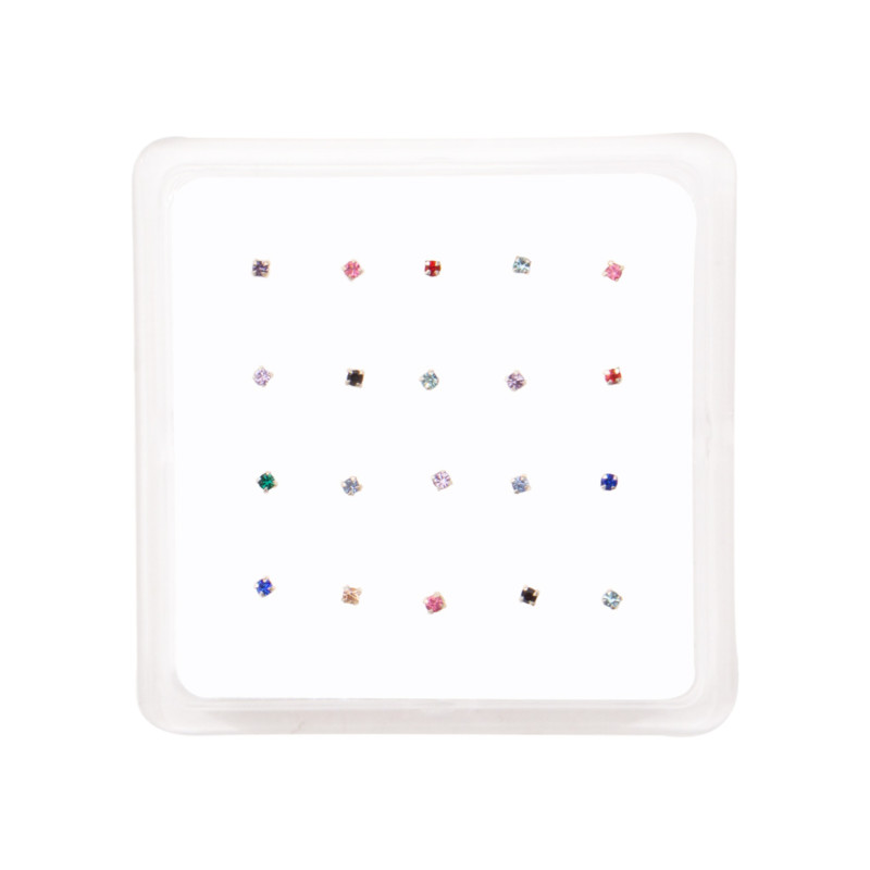 Σκουλαρίκι μύτης Silver 925 4 clip χρώμα τετράγωνο 1.5 mm