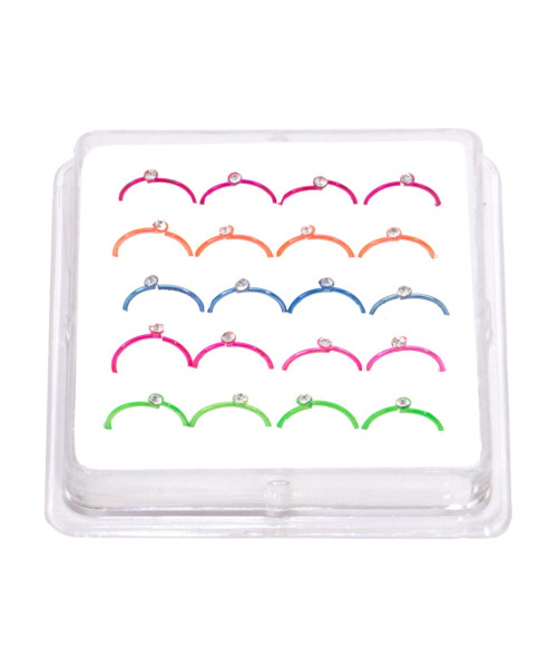 Σκουλαρίκι Κρίκος Μύτης Ασήμι 925 στρας χρώμα glue type 1.5 mm