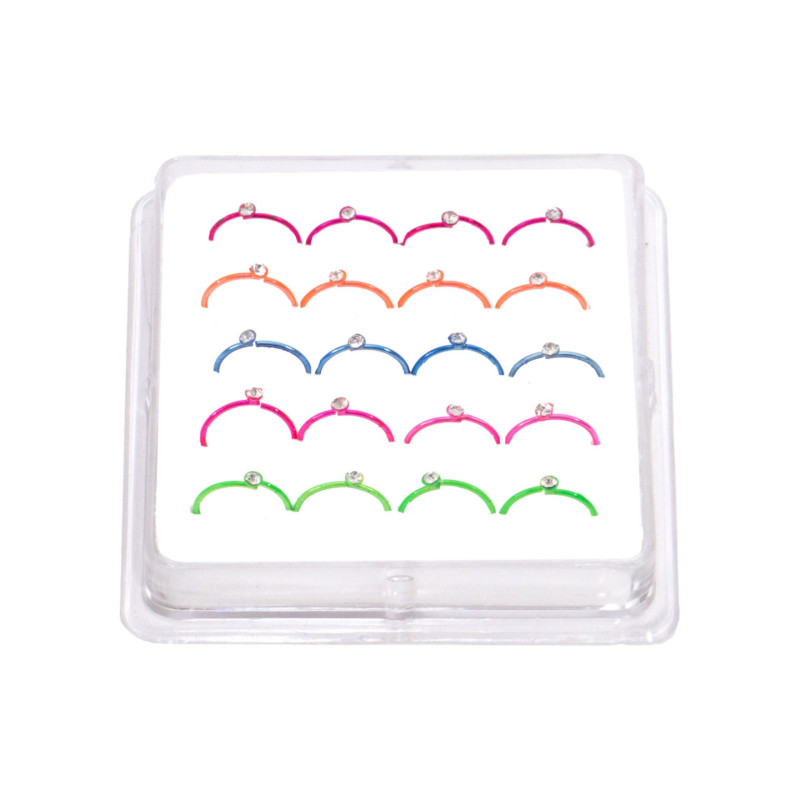 Σκουλαρίκι Κρίκος Μύτης Ασήμι 925 στρας χρώμα glue type 1.5 mm