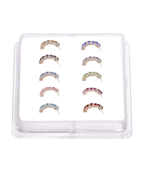 Σκουλαρίκι μύτης Silver 925 μισός κρίκος στρας χρώμα