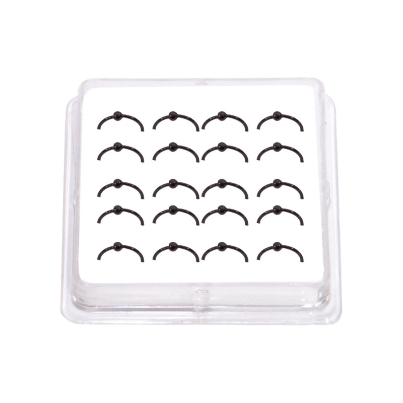 Σκουλαρίκι Κρίκος Μύτης Ασήμι 925 μαύρος με μπίλια