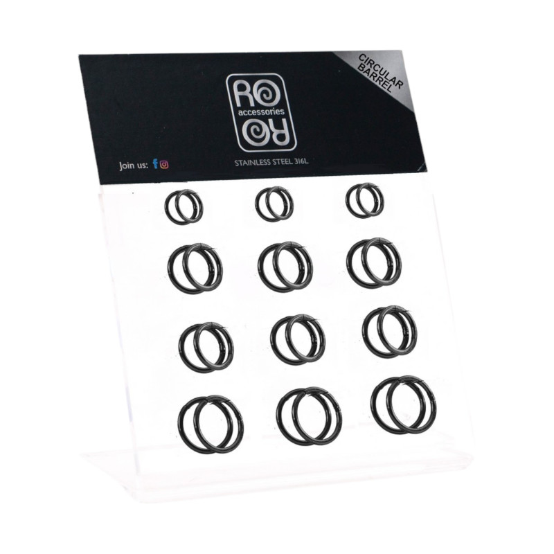 Σκουλαρίκι κρίκος τύπου Clipper Stainless Steel μαύρος