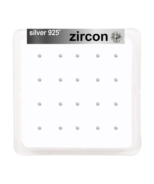 Σκουλαρίκι μύτης Silver 925 4 clip Zircon 1.5 mm