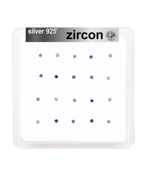 Σκουλαρίκι μύτης Silver 925 4 clip Zircon χρώμα 1.5 mm