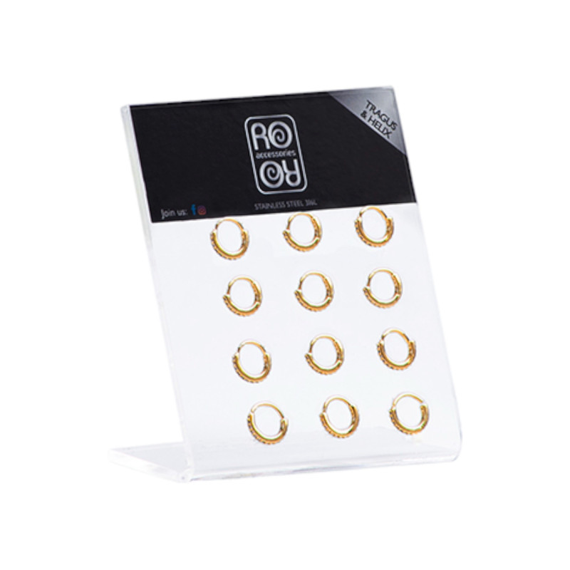 Σκουλαρίκι Κρίκος τράγου & πτερυγίου αυτιού Stainless Steel design χρυσο με στρας