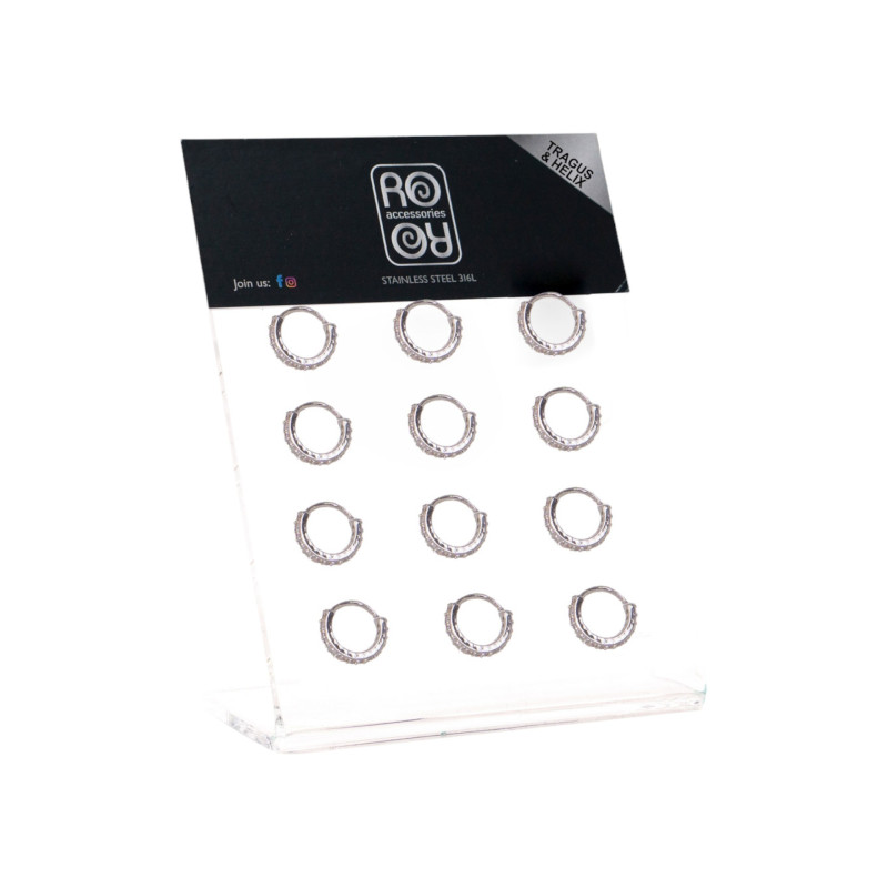 Σκουλαρίκι Κρίκος τράγου & πτερυγίου αυτιού Stainless Steel design με στρας