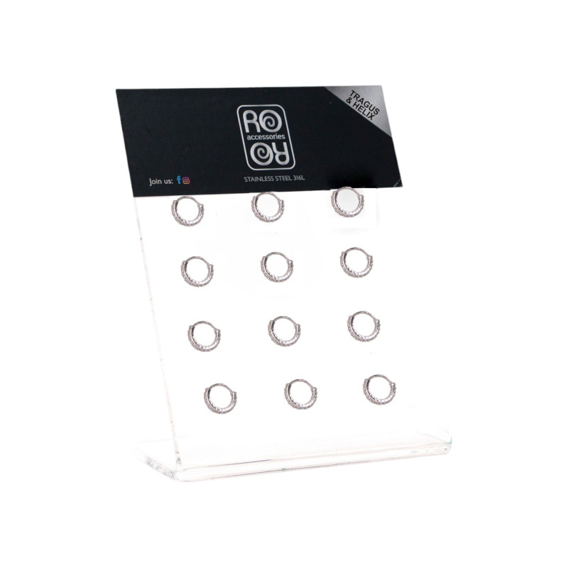 Σκουλαρίκι Κρίκος τράγου & πτερυγίου αυτιού Stainless Steel design με στρας